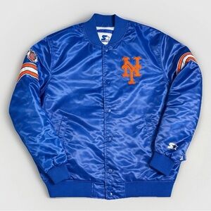 Size XXL - Starter x New York Mets Satin Bomber Jacket